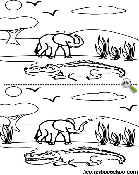 7 différences enfant fiche 7 différences animaux / crocodile