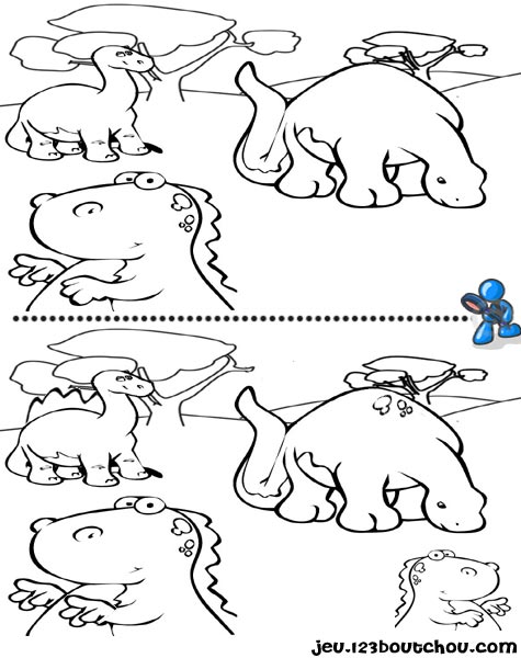 7 différences enfant fiche 7 différences animaux / dinosaure