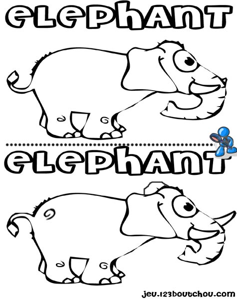 7 différences enfant fiche 7 différences animaux / elephant
