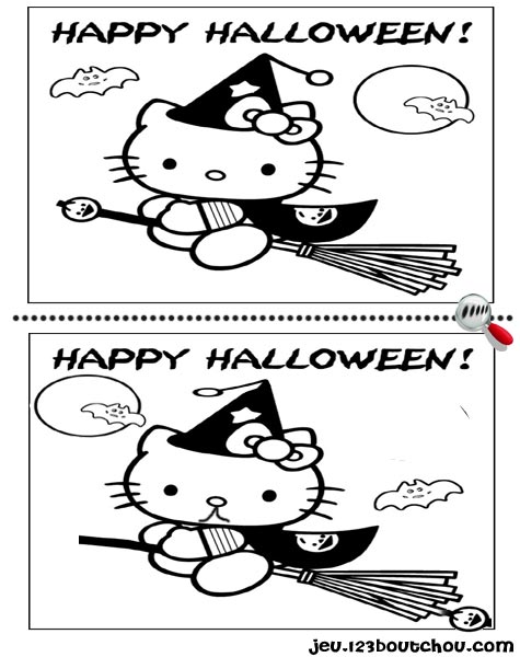 7 différences enfant fiche 7 différences monstres / halloween hello kitty