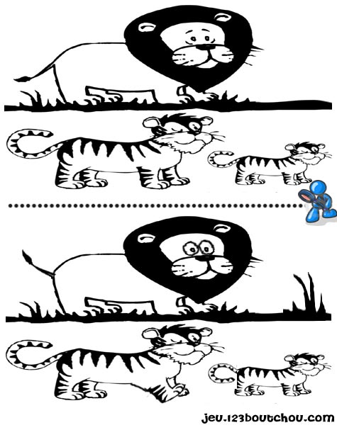 7 différences enfant fiche 7 différences animaux / tigre