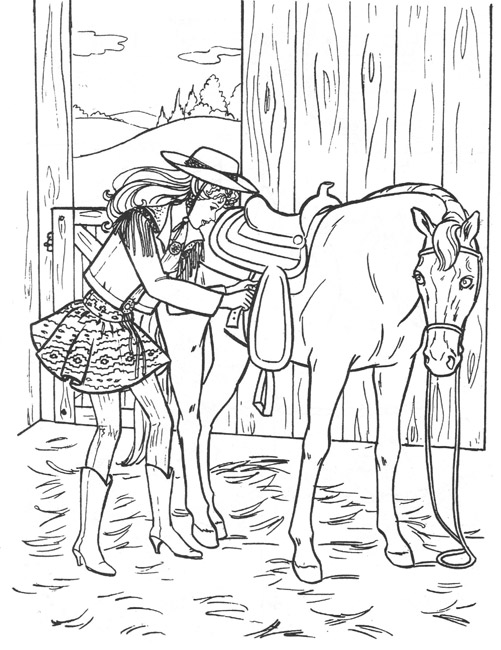 Coloriage Petite Fille Sur Cheval Dessin Fille à imprimer