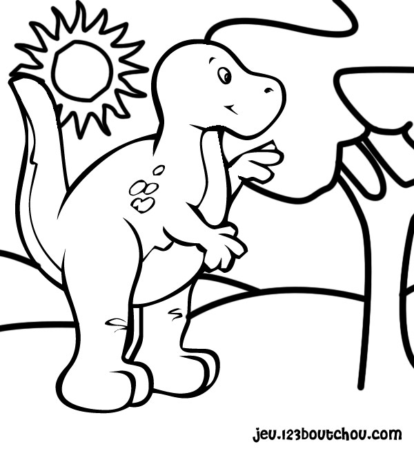 Petit Dinosaure Mignon Pour Livre De Coloriage Pour Enfant. Jeu De